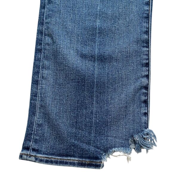 Edwin Cassia Mini Boot Jeans Mid-Rise Cropped Distressed Flare Leg Blue Size 25 - Picture 3 of 7